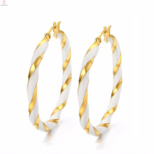 Diseñador de joyas de oro blanco de Dubai redondo grande pendientes